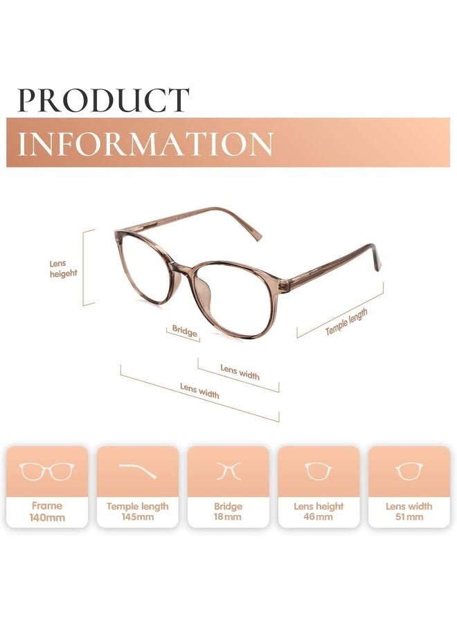 FONHCOO Blue Light Blocking Glasses Women Men Tr90 Round Computer Eyeglasses Coffee - Image 3